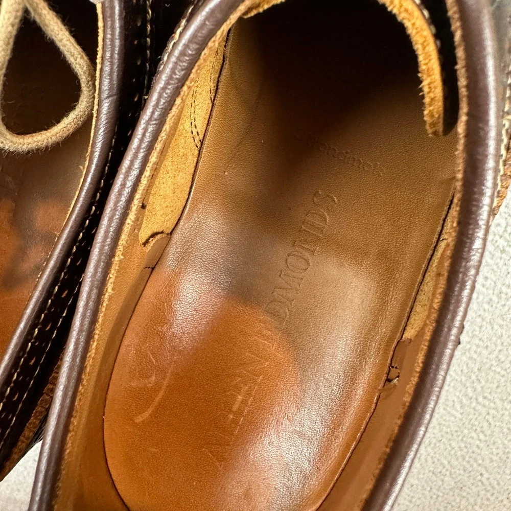 Allen Edmonds Shoes Mens 9.5 D Strandmok Brown Leather Brogue Cap Toe Lace Up